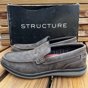 - Structure 9.5 Vaughn Gray/Brown Leather Venetian Loafers! NEW!